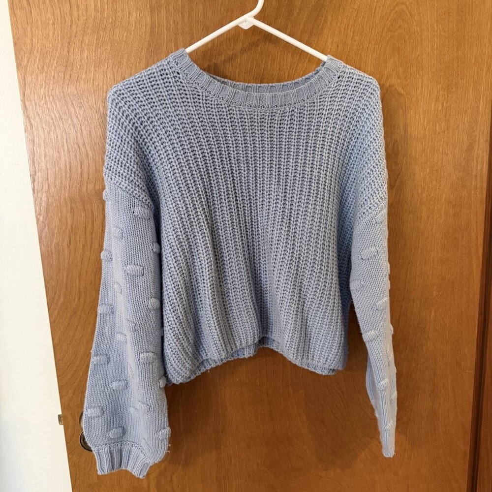 Jessica Simpson Womens Size Small Light Blue Sweater Cropped Knit - Picture 6 of 6